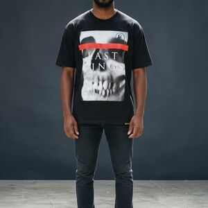 Last Kings Black Graphic Short Sleeve Tee with Red Accent